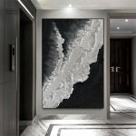 Art mural abstrait en monochrome noir et blanc