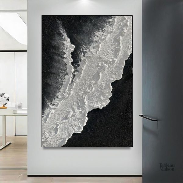 Tableau contemporain noir et blanc minimaliste