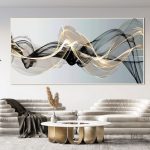 Art mural abstrait en noir et or