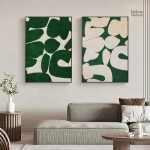 Tableau abstrait vert moderne et artistique