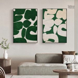 Tableau abstrait vert moderne et artistique
