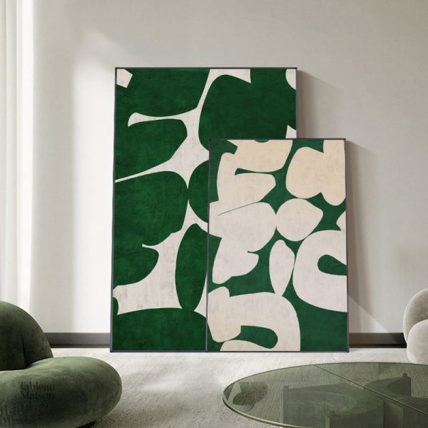Œuvre d'art abstraite aux nuances de vert
