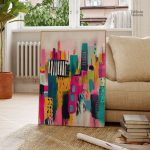 Tableau abstrait représentant une ville moderne