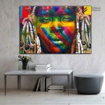 Tableau africain coloré et vibrant représentant des motifs traditionnels