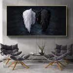 Tableau noir et blanc aile d'ange en décoration murale