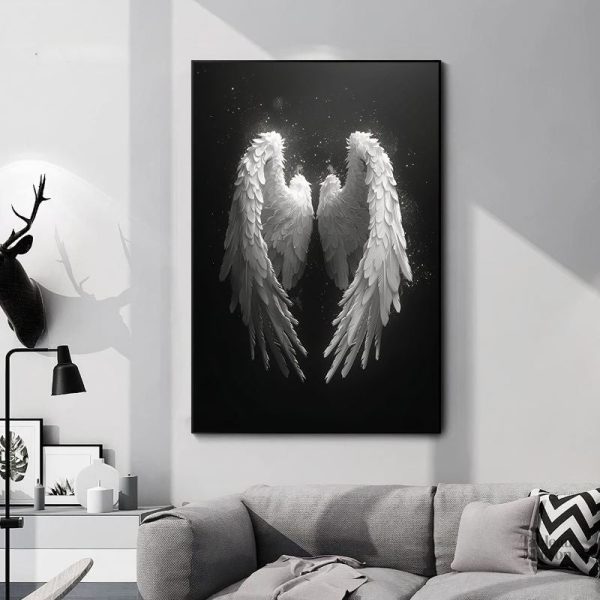 Illustration artistique d'ailes d'ange en noir et blanc