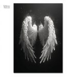 Art mural noir et blanc inspiré par des ailes d'ange