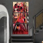 Tableau Amérindienne rouge en style artistique moderne