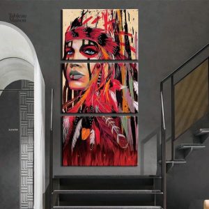 Tableau Amérindienne rouge en style artistique moderne