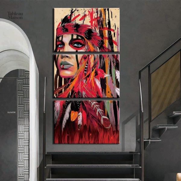 Tableau Amérindienne rouge en style artistique moderne