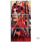 Œuvre d'art représentant une amérindienne aux teintes rouges
