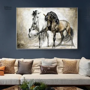 Tableau ancien représentant un cheval majestueux