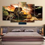 Tableau animaux de la savane, décor mural coloré