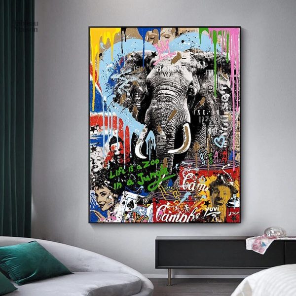 Tableau Animaux Street Art coloré et moderne