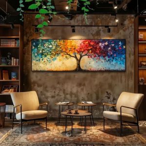 Tableau illustrant les saisons avec un arbre central