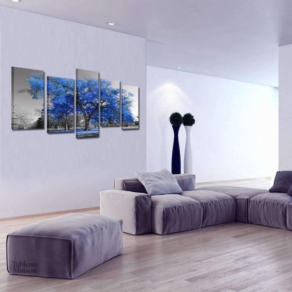 Art mural arbre de vie en nuances de bleu