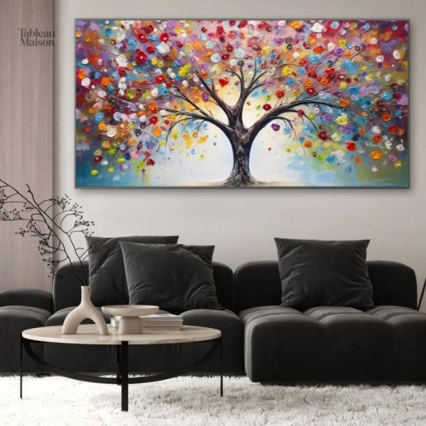Art mural représentant un arbre de vie vibrant