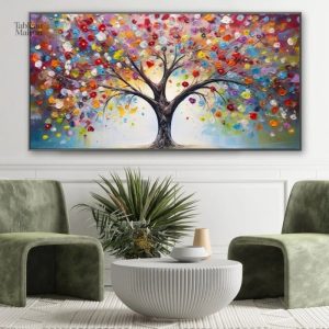 Tableau coloré illustrant la nature et la vie