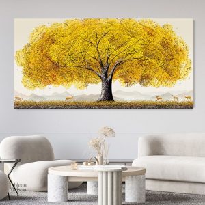 Tableau décoratif Arbre de Vie en jaune