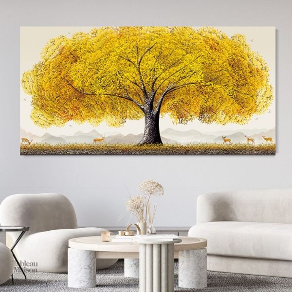Tableau décoratif Arbre de Vie en jaune