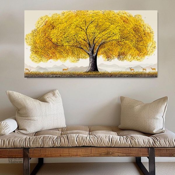 Œuvre d'art Arbre de Vie avec teintes dorées