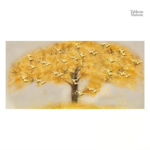 Tableau moderne Arbre de Vie, couleur jaune vif