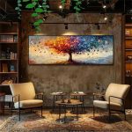 Art mural représentant un arbre de vie coloré