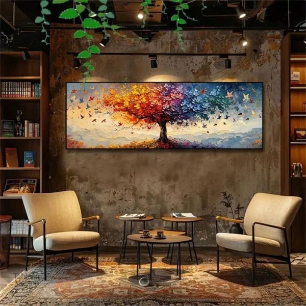 Art mural représentant un arbre de vie coloré