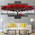 Tableau Arbre de vie en rouge, décoration murale artistique