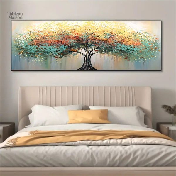 Tableau zen avec motif d'arbre de vie stylisé