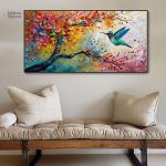 Tableau Arbre en Fleurs avec Colibri