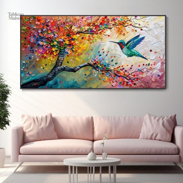 Art mural représentant un arbre de vie coloré