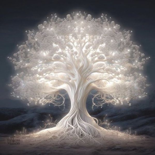 Art mural arbre de vie scintillant et coloré