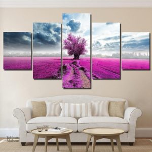 Tableau Arbre mauve artistique sur fond clair