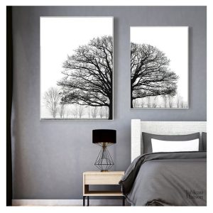 Tableau Arbre Noir et Blanc 2 Pièces