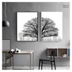 Tableau Arbre de Vie en noir et blanc contemporain