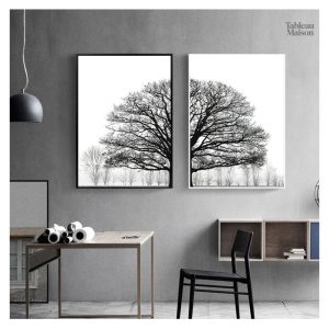 Tableau Arbre de Vie en noir et blanc contemporain