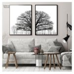Décoration murale arbre en noir et blanc