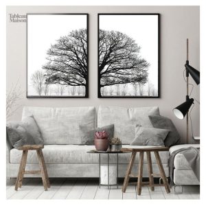 Décoration murale arbre en noir et blanc