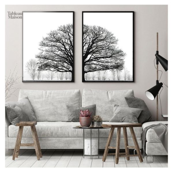 Décoration murale arbre en noir et blanc