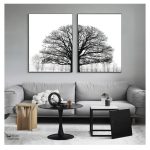Art mural abstrait arbre noir et blanc