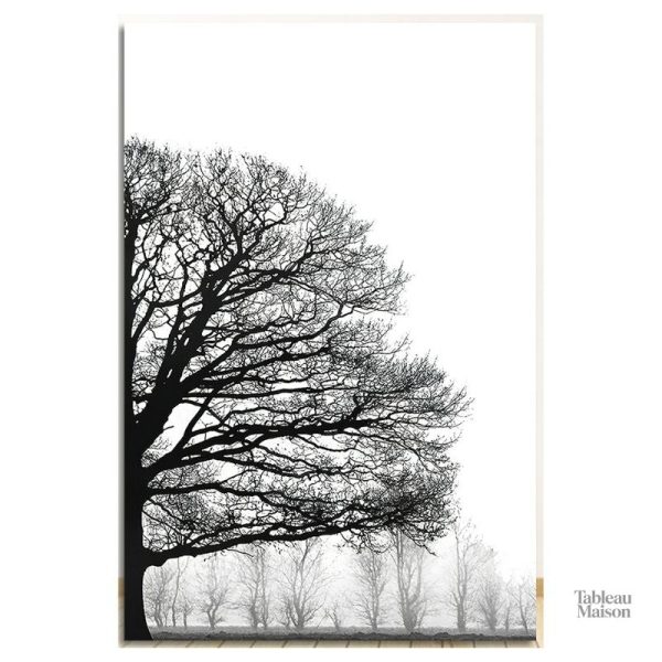 Illustration artistique arbre noir et blanc décoratif