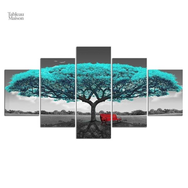 Tableau artistique arbre aux nuances turquoises