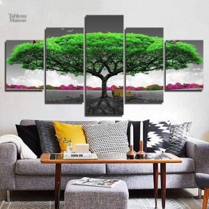 Tableau arbre vert décoratif pour intérieur moderne