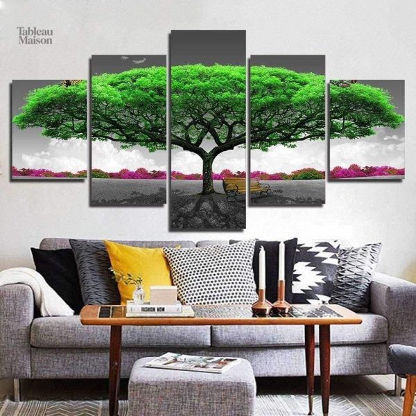 Tableau arbre vert décoratif pour intérieur moderne