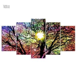 Tableau vitrail représentant un arbre, design artistique unique