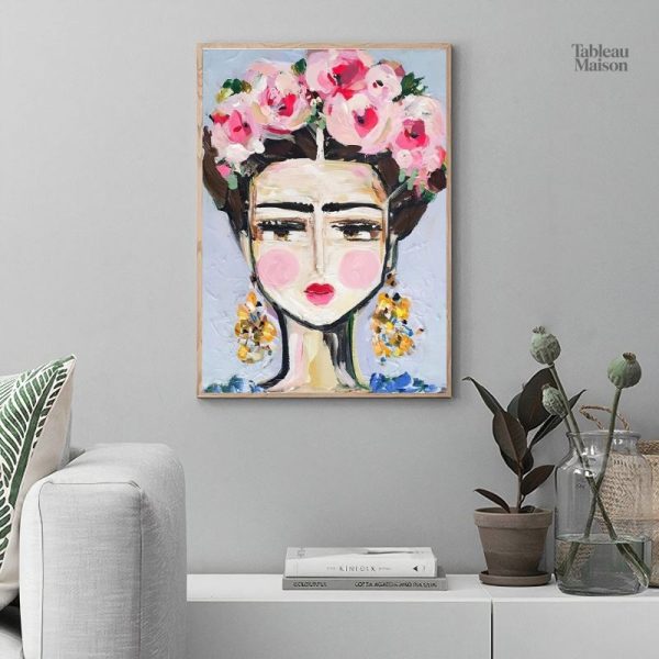 Tableau Art Naïf Frida Kahlo en couleurs vives
