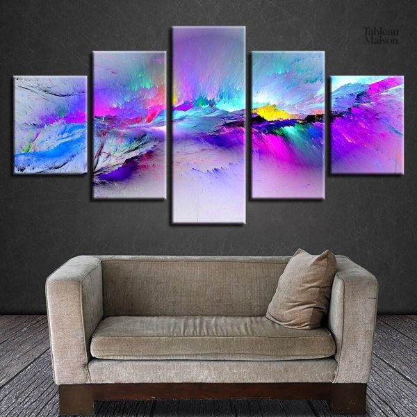 Tableau artistique avec un ciel étoilé et coloré