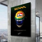 Tableau artistique représentant Ayrton Senna en course