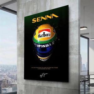 Tableau artistique représentant Ayrton Senna en course